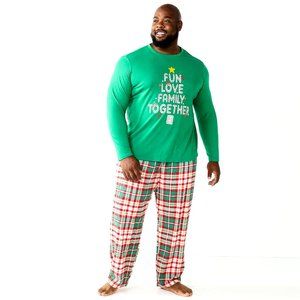 Christmas Jammies For Your Families Pajama Set Mens 3XB Fun Love Family Together
